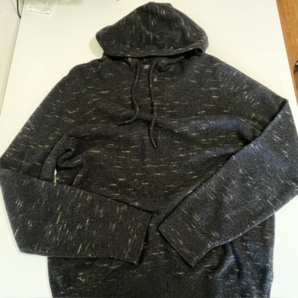 Club Monaco Cashmere Sweater Pullover Hoodie Charcoal Medium - Picture 7 of 13